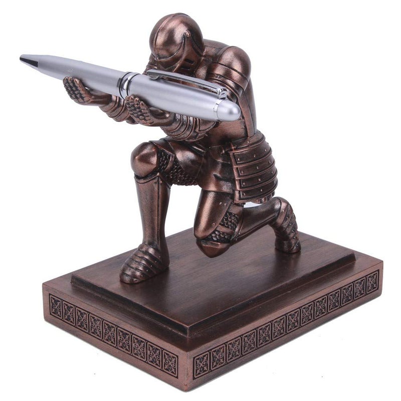 Amoysanli Knight Pen Holder Desk Organizers and Accessories Desk Decor Resin Pen Holder as Gift with a Cool Pen for Office and Home (Red) - Image 1